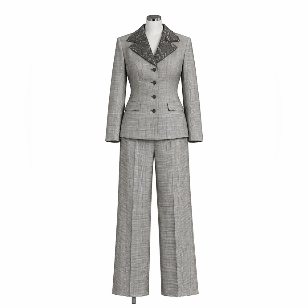 Elegant Serge & Real Two Piece Suit Blazer Pants Set Size M